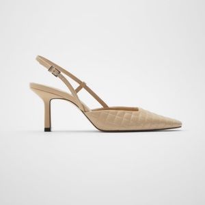 ‼️FINAL PRICE‼️Zara Nude Leather Quilted Slingback High Heels